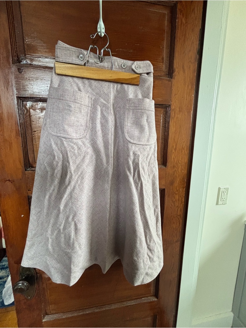 Vintage Suburban Separates by Country Miss heather mauve back wrap wool skirt.